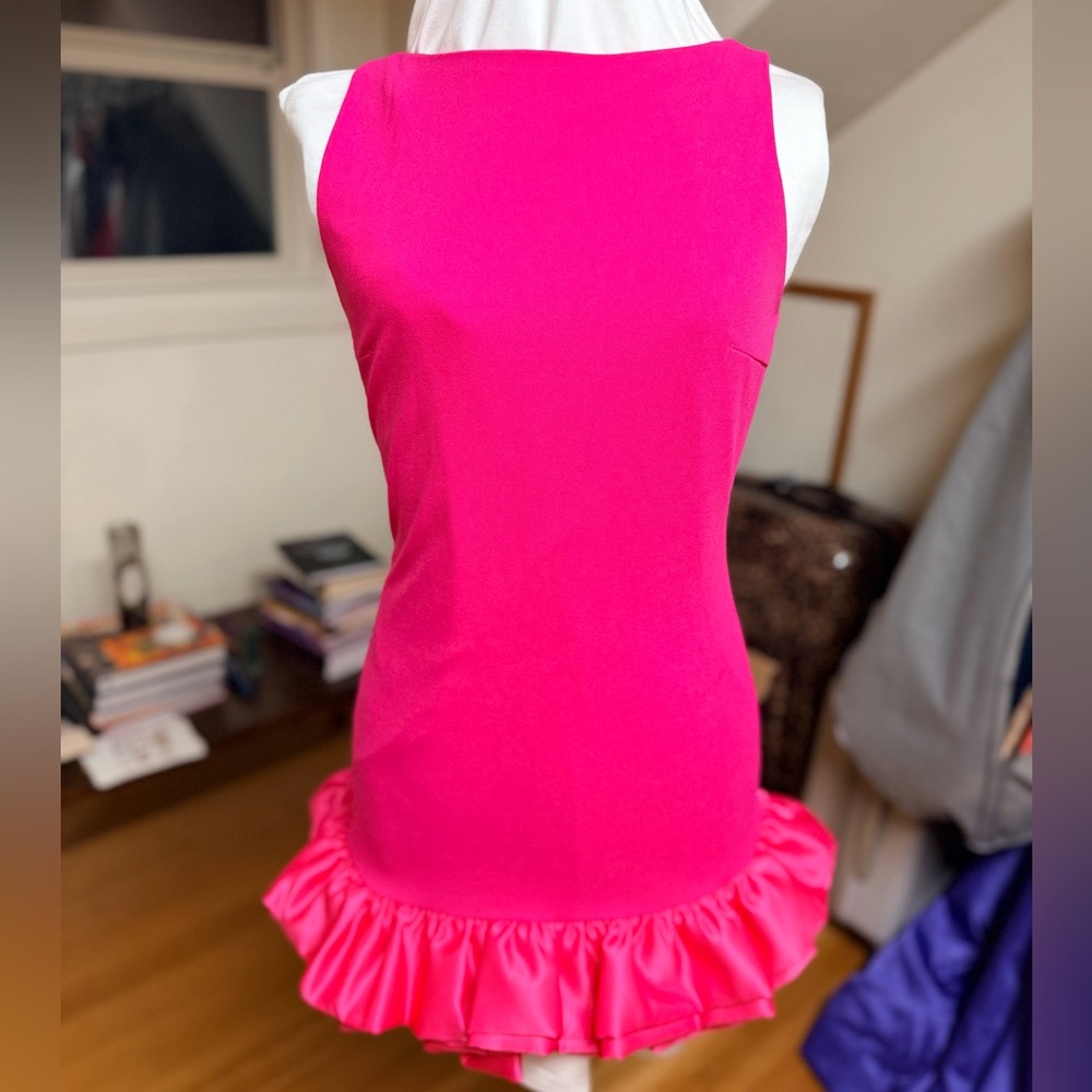 NWOT SHEIN Hot Pink Ruffle Hem Minidress
